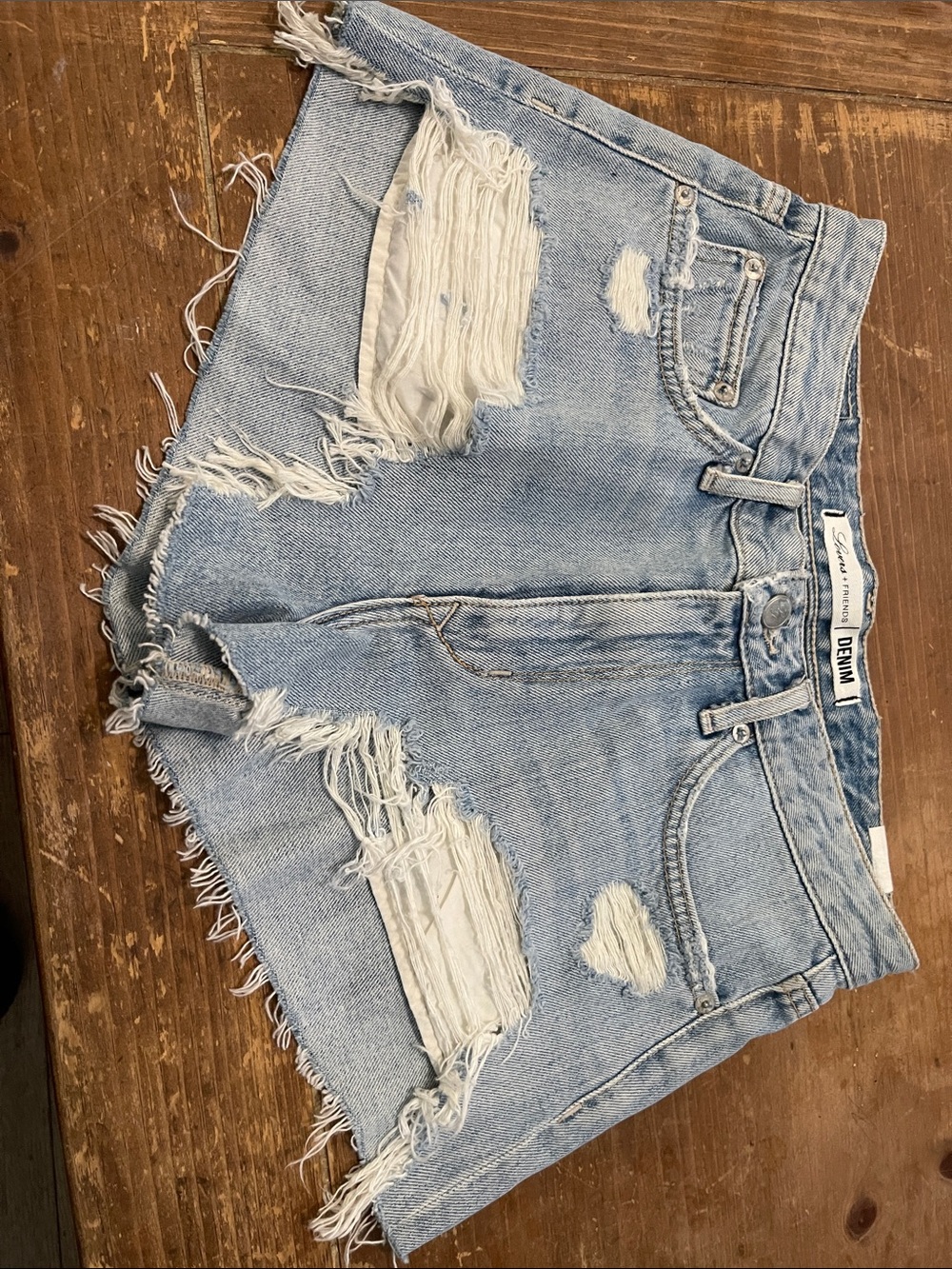 Lovers + Friends Light Blue Distressed Denim Cutoff Shorts